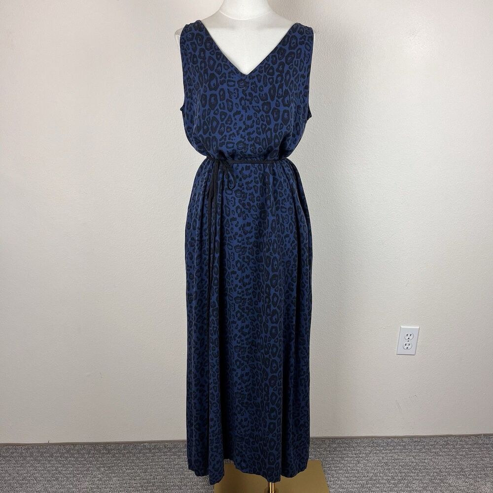 Pendleton Dress Womens Medium Sleeveless Maxi Leopard Animal Print Blue